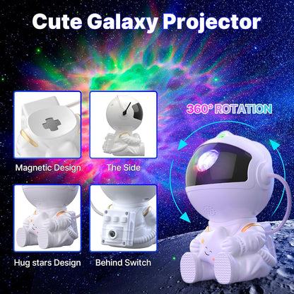 Proyector De Cielo Estrellado Astronauta, Proyector Galaxy LED Con Mando a Distancia, 8 Modos De Nebular, Rotación De 360°, Lámpara Para Niños Y Adultos, Dormitorio